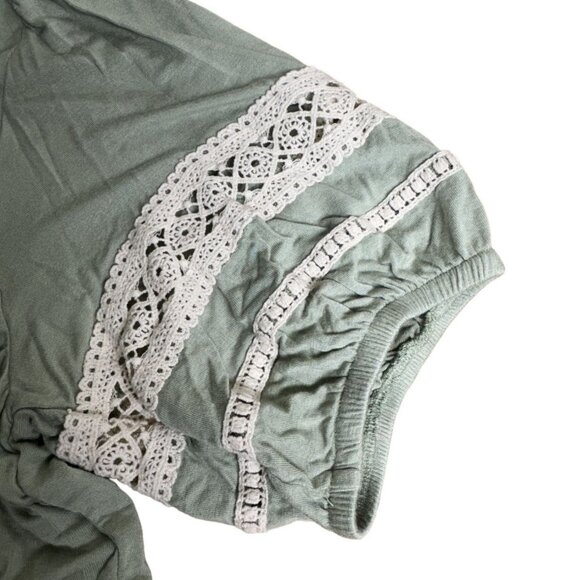 Rewind Womens Sage Green Short Sleeve Top With Lace Detail Size XL - Picture 4 of 6